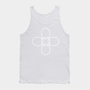 Flower Circle (White Petals on Khaki Brown) Tank Top